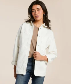 Tops|Coats & Jackets | Stoosh Oversized Denim Shacket Off White