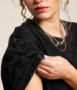 Gilded Intent Oversized Embroidery Quilted T-Shirt Washed Black Sale