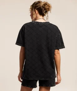 Gilded Intent Oversized Embroidery Quilted T-Shirt Washed Black Sale