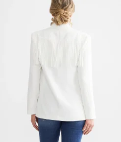 GeeGee Clothing Oversized Fringe Blazer Off White Discount