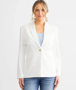 GeeGee Clothing Oversized Fringe Blazer Off White Discount