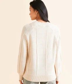 Gilded Intent Oversized Knit Checkered Sweater Washed Birch Hot