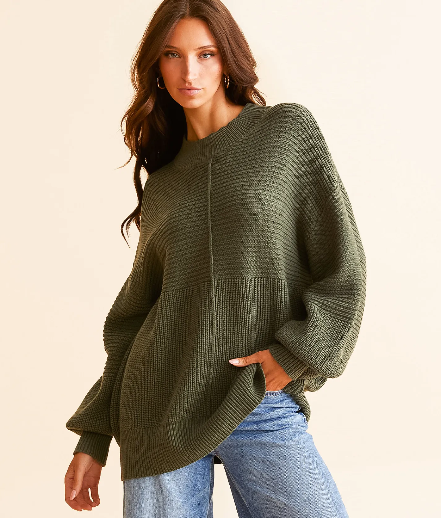 Tops | Daytrip Oversized Knit Sweater Cream