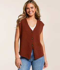 Willow & Root Oversized Sweater Vest Brown Sale