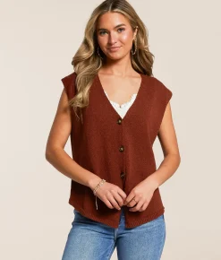 Willow & Root Oversized Sweater Vest Brown Sale