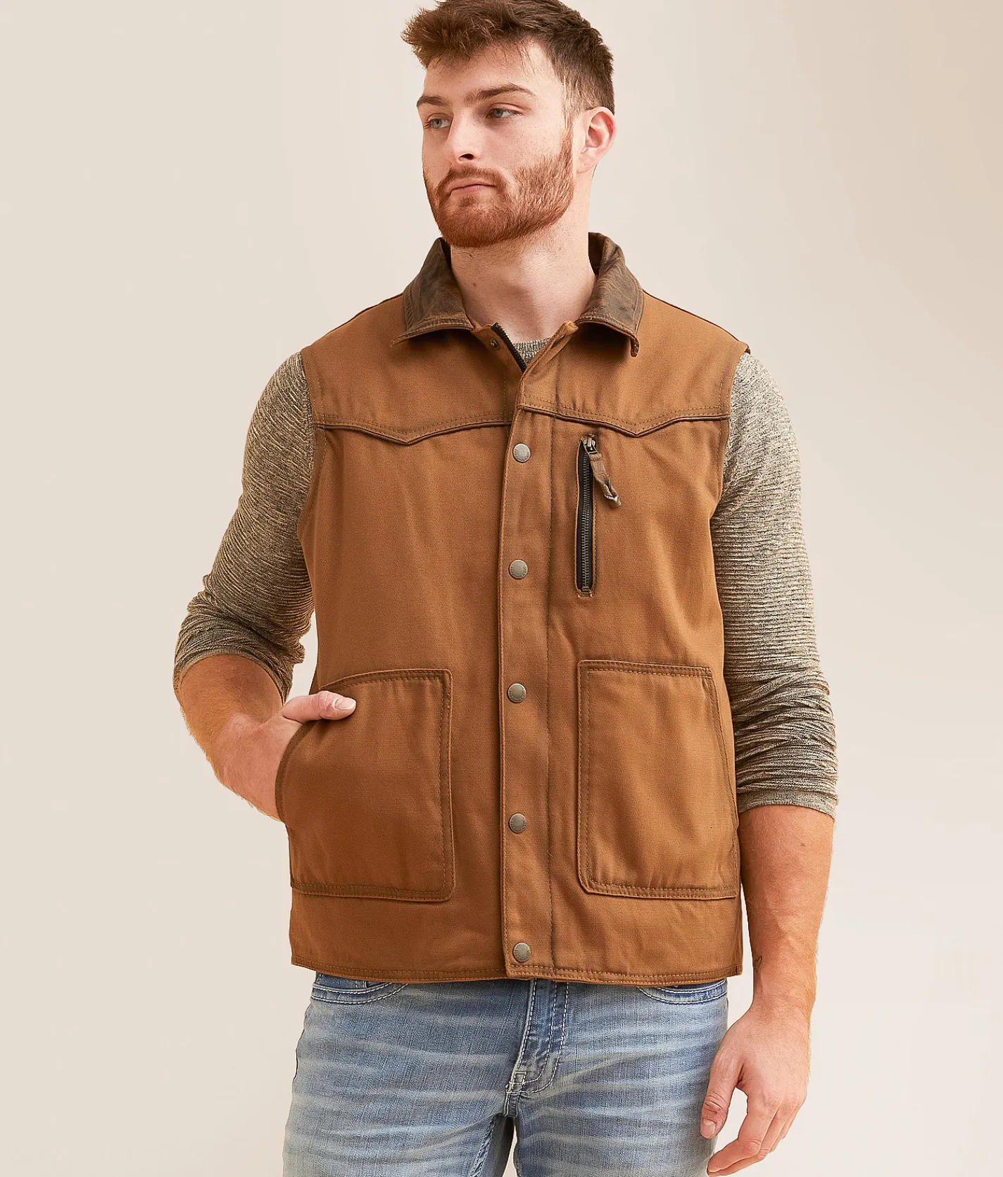 Tops|Coats & Jackets | STS Owen Canvas Vest Tobacco