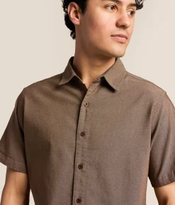 Departwest Oxford Standard Stretch Shirt Tan Brown Discount