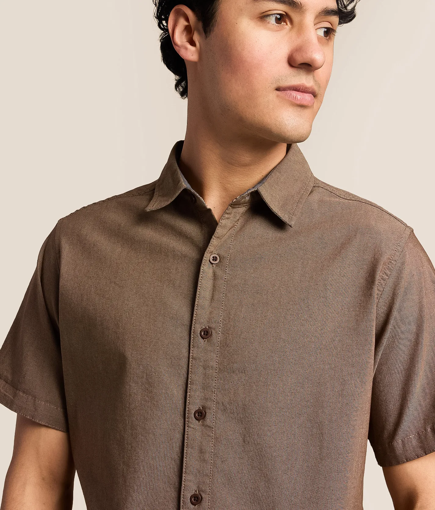 Departwest Oxford Standard Stretch Shirt Tan Brown Discount