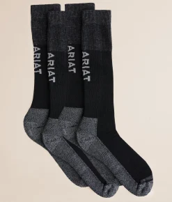 Activewear | Ariat 2 Pack VenTEK Western Boot Socks Black