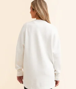 Varley Paige Longline Oversized Sweat Pullover Ivory Marl Outlet
