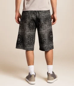 Bottoms | Caliber Paisley Baggy Stretch Short Black