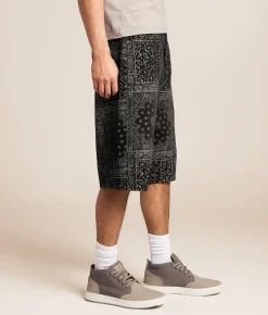 Bottoms | Caliber Paisley Baggy Stretch Short Black
