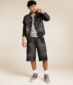 Bottoms | Caliber Paisley Baggy Stretch Short Black
