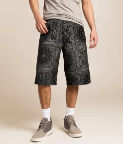Bottoms | Caliber Paisley Baggy Stretch Short Black
