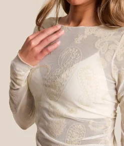 Tops | Willow & Root Paisley Flocked Top Jet Stream