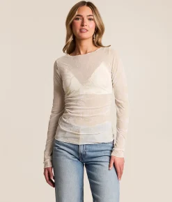 Tops | Willow & Root Paisley Flocked Top Jet Stream