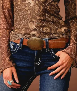 Sterling & Stitch Paisley Mesh Top Brown Multi Outlet