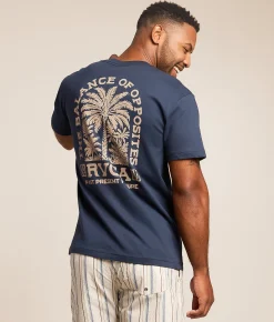 RVCA Palm Grove T-Shirt Moody Blue Clearance