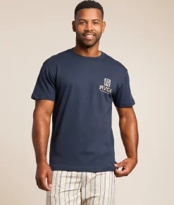 RVCA Palm Grove T-Shirt Moody Blue Clearance