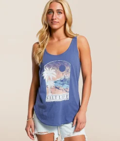 Salt Life Palm Islet Tank Top Indigo Online