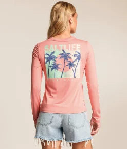 Salt Life Palmline Performance T-Shirt Flamingo Heather Sale
