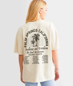 Modish Rebel Palm Springs California Oversized T-Shirt Beige Sale
