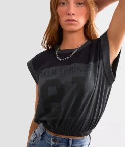 FITZ + EDDI Palm Springs Cropped T-Shirt Charcoal Best