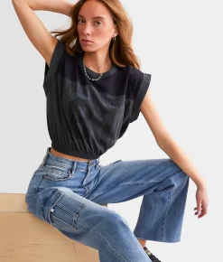 FITZ + EDDI Palm Springs Cropped T-Shirt Charcoal Best