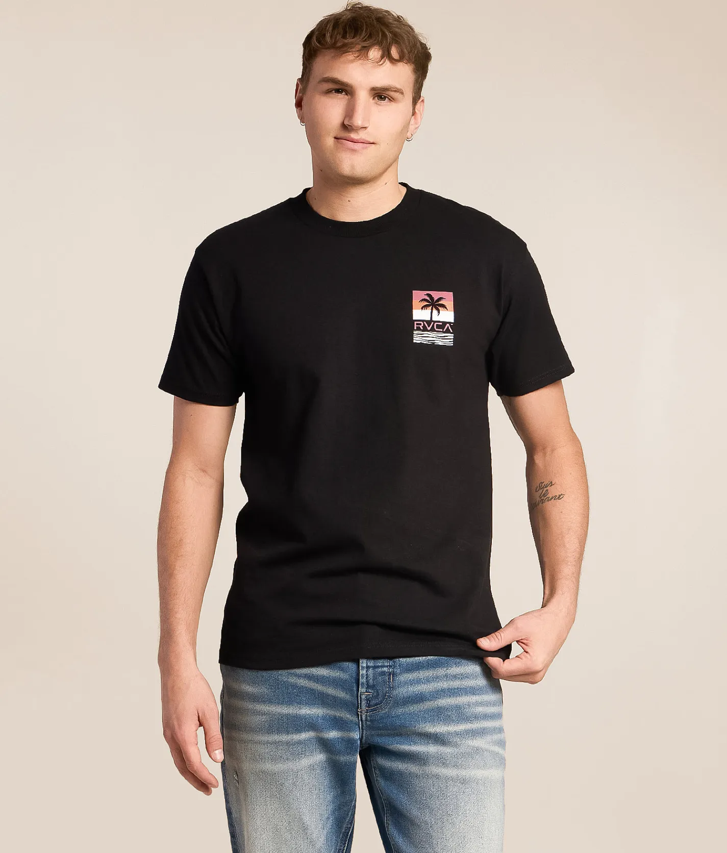 Tops|Graphic T-Shirts | RVCA Palm Stack T-Shirt Black