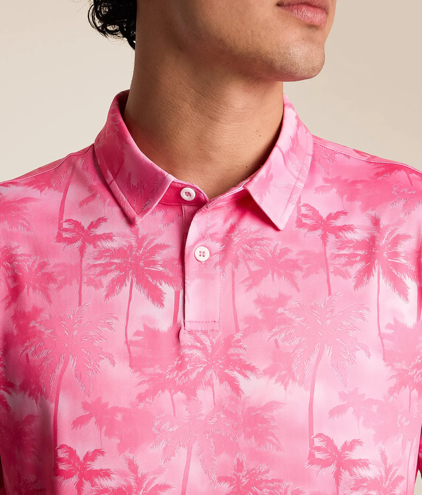 Tops | Departwest Palm Tree Performance Polo Bright Pink