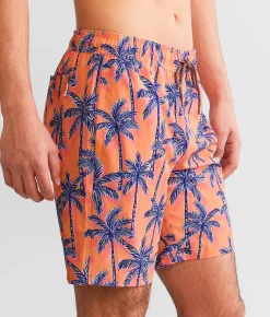 Departwest Palm Tree Stretch Swim Trunks Coral Clearance