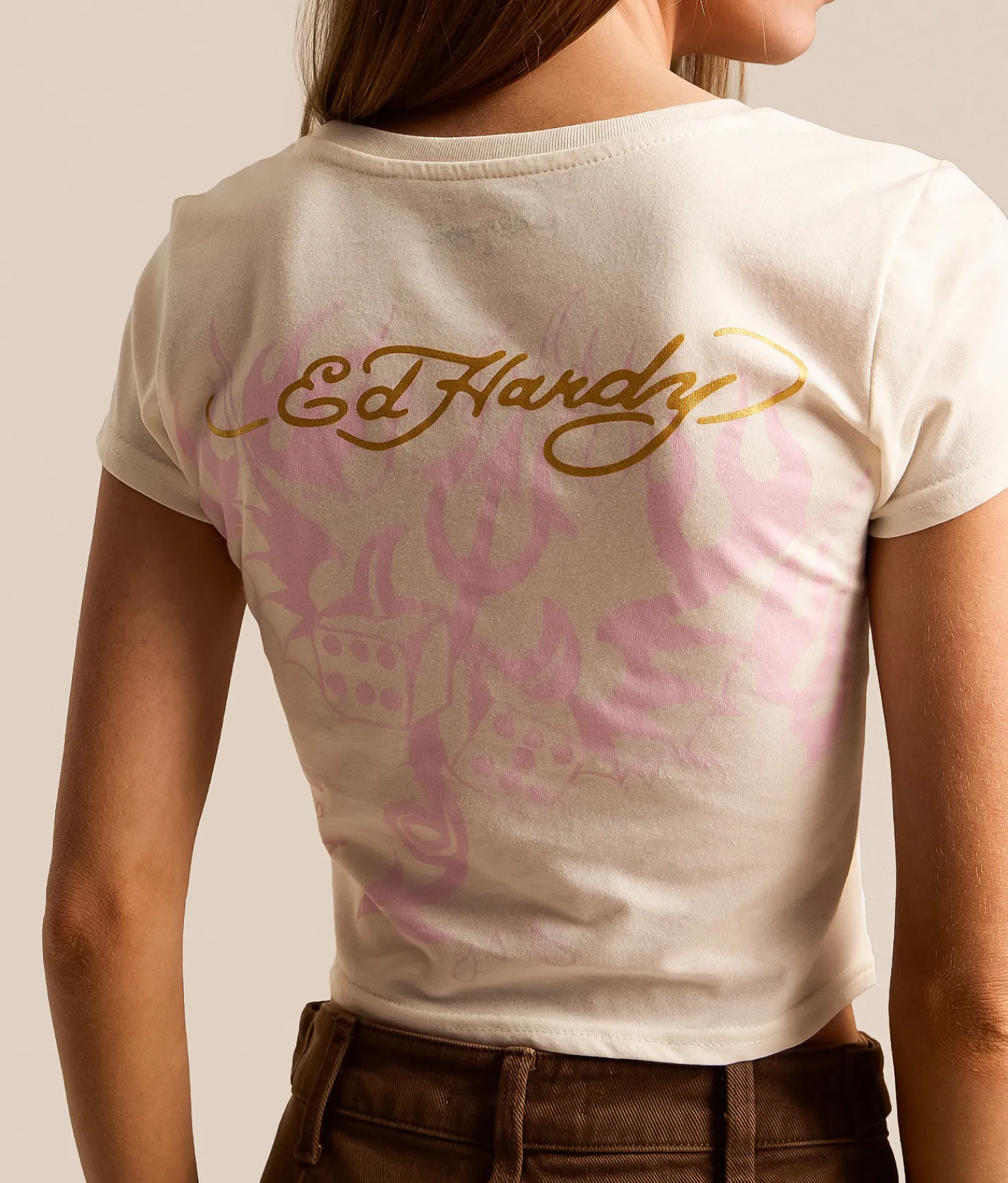 Tops | Ed Hardy Panther Baby Cropped T-Shirt Ivory