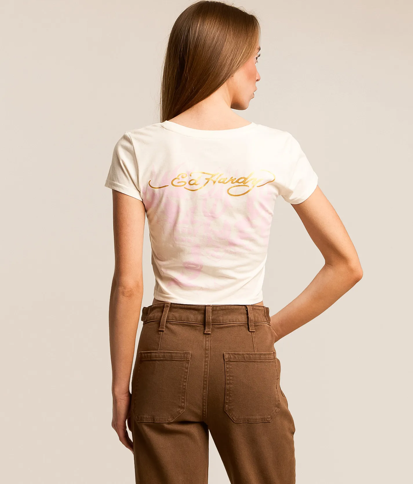 Tops | Ed Hardy Panther Baby Cropped T-Shirt Ivory