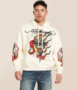 Tops | Ed Hardy Panther Flame Hooded Sweatshirt Ivory