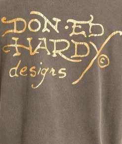 Tops|Graphic T-Shirts | Ed Hardy Panther Rose Rhinestone T-Shirt Charcoal