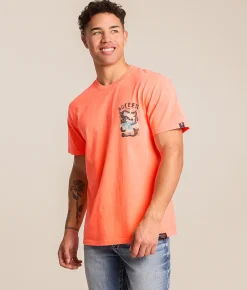 Tops|Graphic T-Shirts | Sullen Panther Trip T-Shirt Neon Red Orange