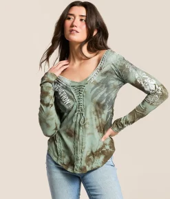 Tops | Affliction Paradigm T-Shirt Pale Green Crystal Wash