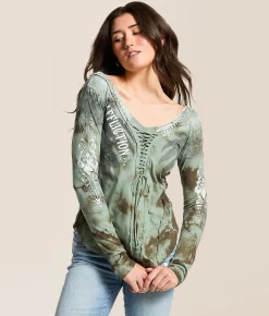Tops | Affliction Paradigm T-Shirt Pale Green Crystal Wash