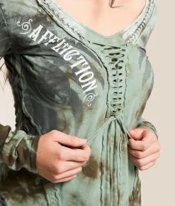 Tops | Affliction Paradigm T-Shirt Pale Green Crystal Wash