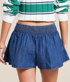 Free People Paradise Found Denim Skort Capri Blue Online
