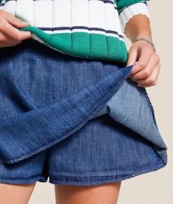 Free People Paradise Found Denim Skort Capri Blue Online