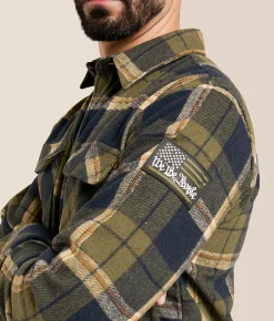 Howitzer Paratrooper Flannel Shirt Green Orange Brown Cream Online