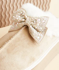Very G Paris Bedazzled Platform Slipper Cream Hot