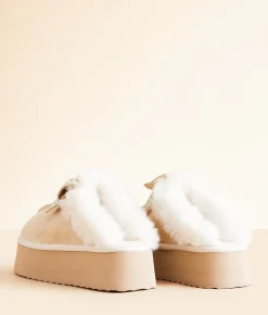 Very G Paris Bedazzled Platform Slipper Cream Hot