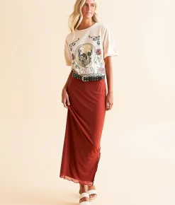 Modish Rebel Parisian Rose Skull T-Shirt Silver Peony Best