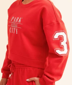 FITZ + EDDI Park City Utah Cropped Pullover High Risk Red New