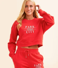 FITZ + EDDI Park City Utah Cropped Pullover High Risk Red New