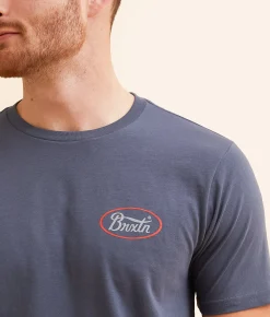 Brixton Parsons T-Shirt Dusty Blue Washed Black