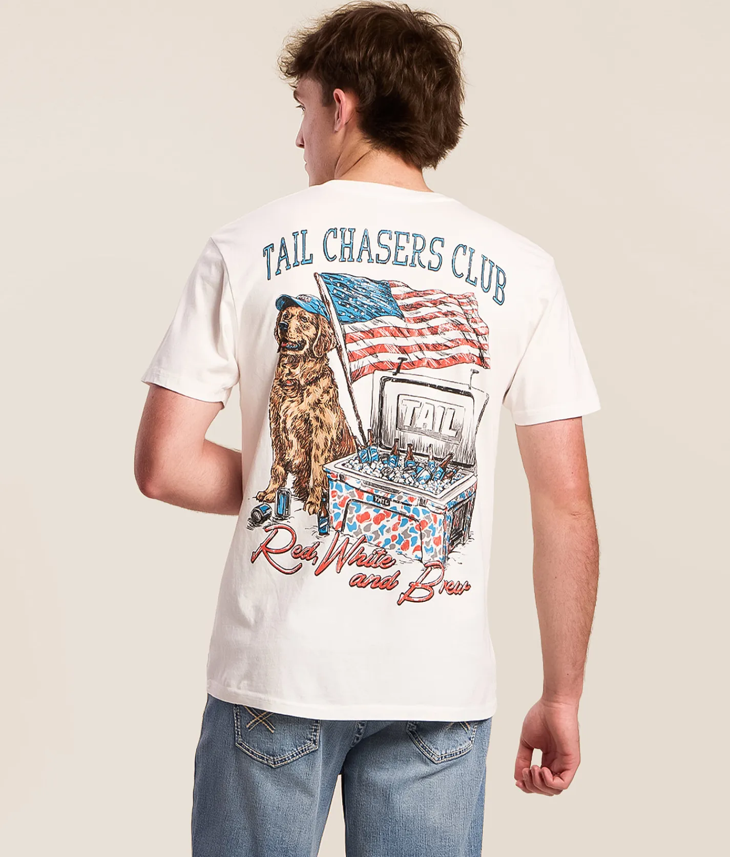 Tail Chasers Club Party Animal T-Shirt Antique White Hot