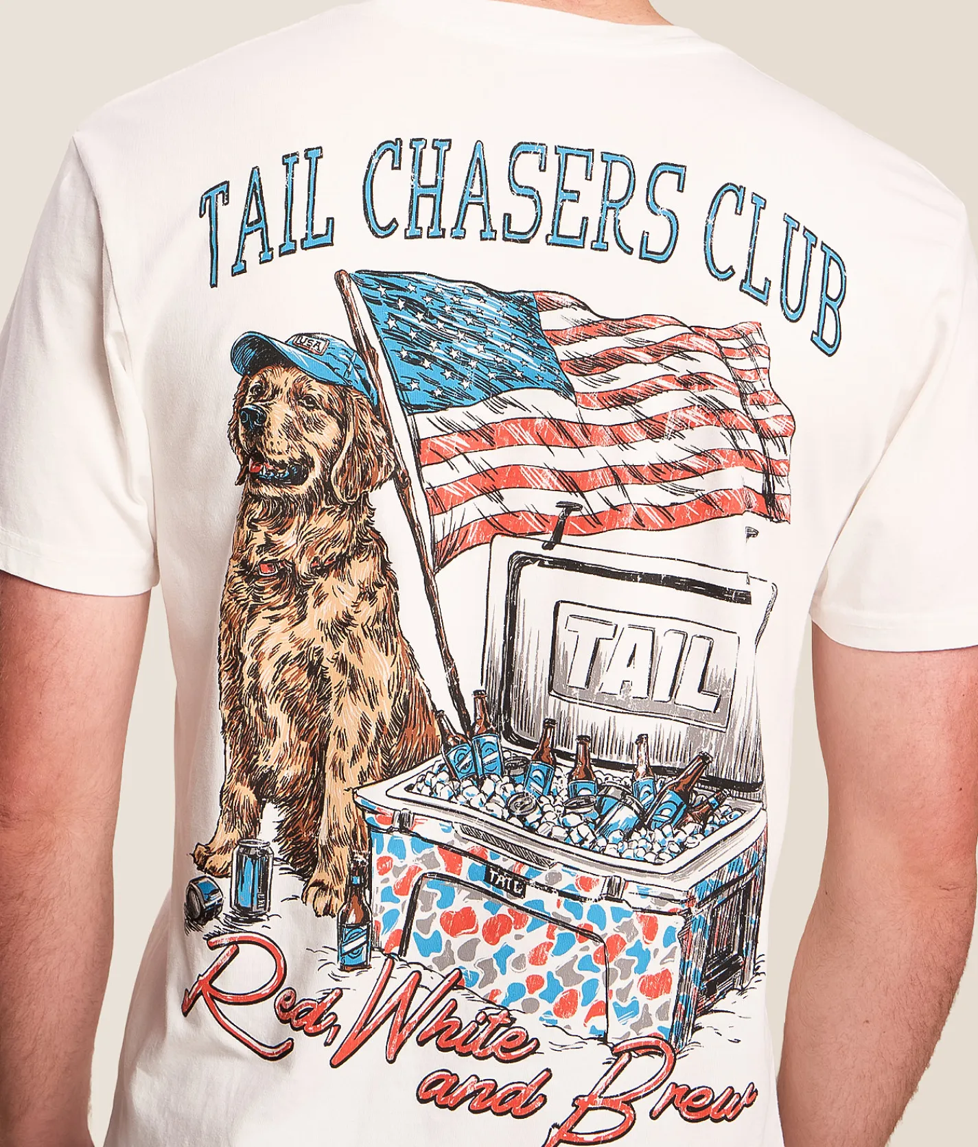 Tail Chasers Club Party Animal T-Shirt Antique White Hot